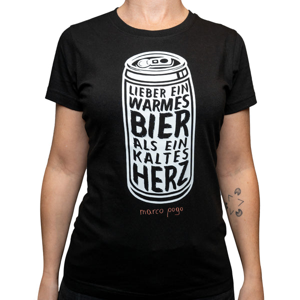 Shirt 'Warmes Bier statt kaltes Herz' (Frauenschnitt)